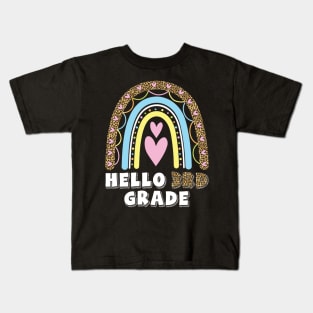 Heart Rainbow Teacher Student Back To School Hello 3rd Grade Kids T-Shirt